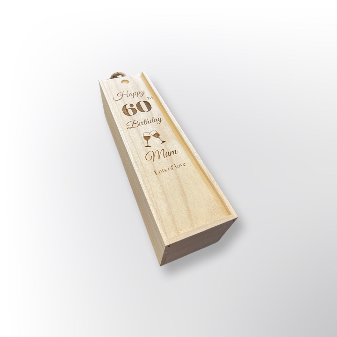 Personalized wooden wine gift box - Laser Engraved - Any celebration gift - Weddings - birthdays - new baby - new business