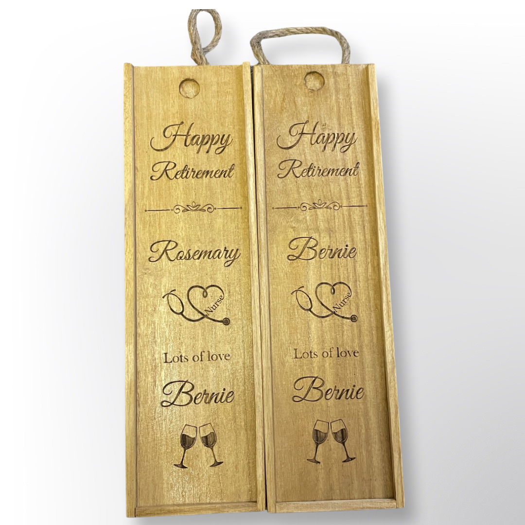 Personalized wooden wine gift box - Laser Engraved - Any celebration gift - Weddings - birthdays - new baby - new business