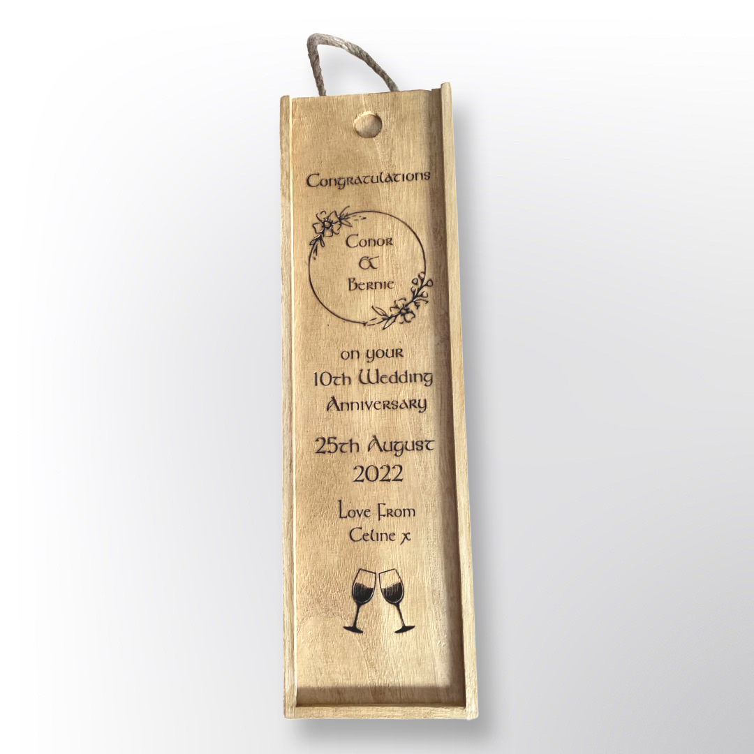 Personalized wooden wine gift box - Laser Engraved - Any celebration gift - Weddings - birthdays - new baby - new business