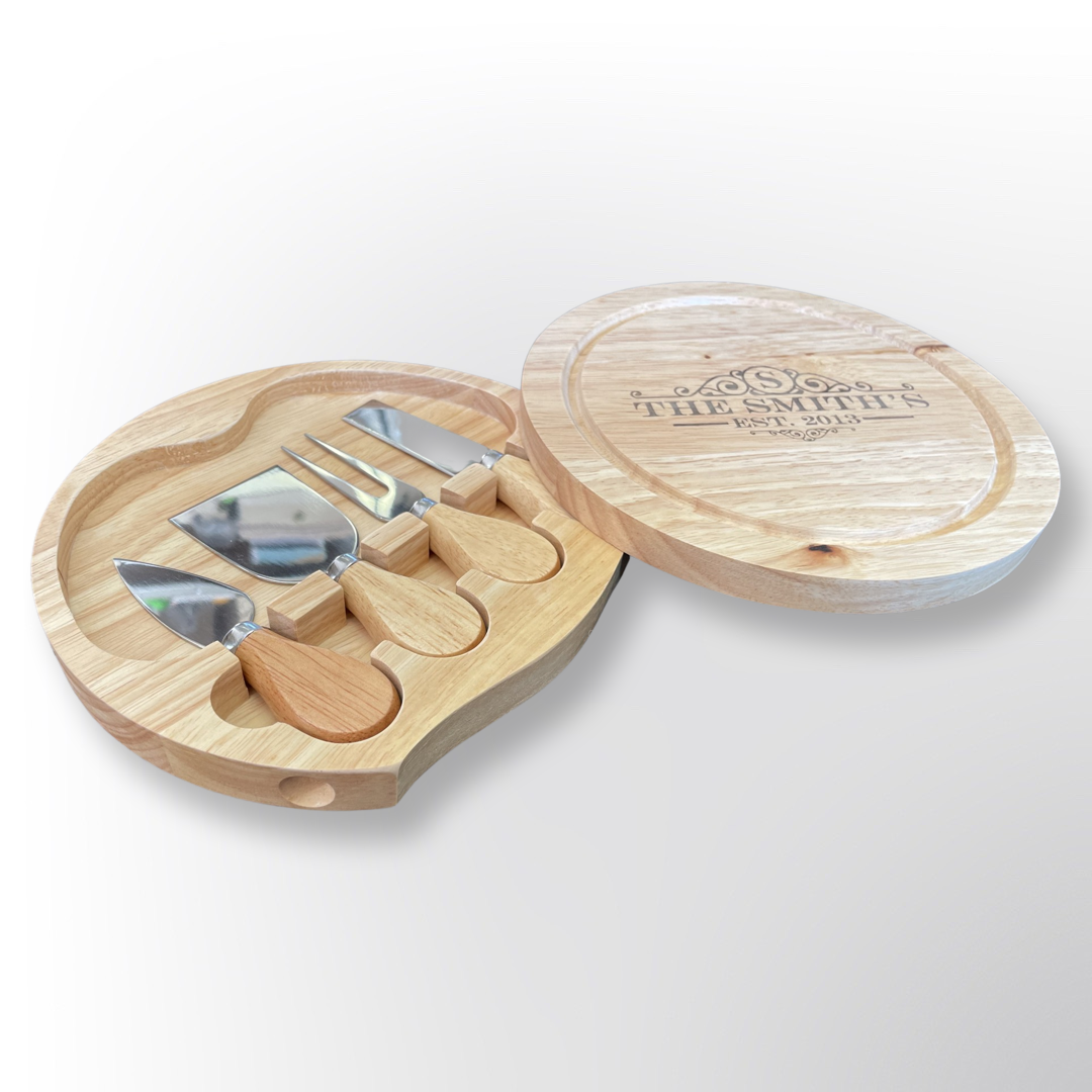 Cheese board with knives