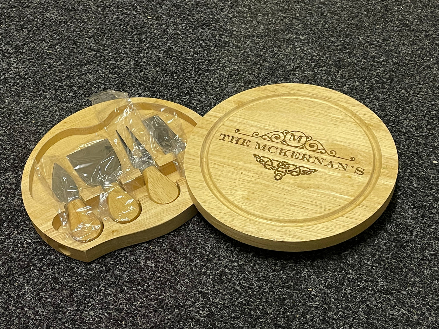 Cheese board with knives