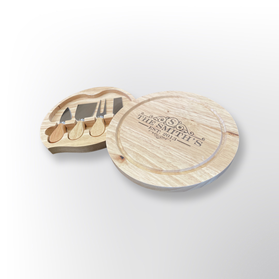 Cheese board with knives