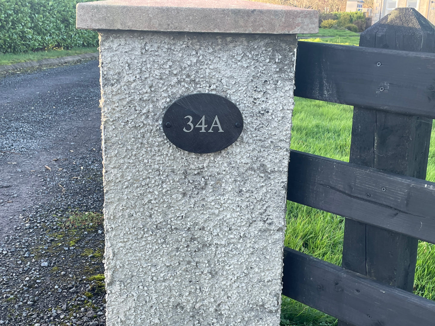 Slate house number sign - personalised house sign - oval black