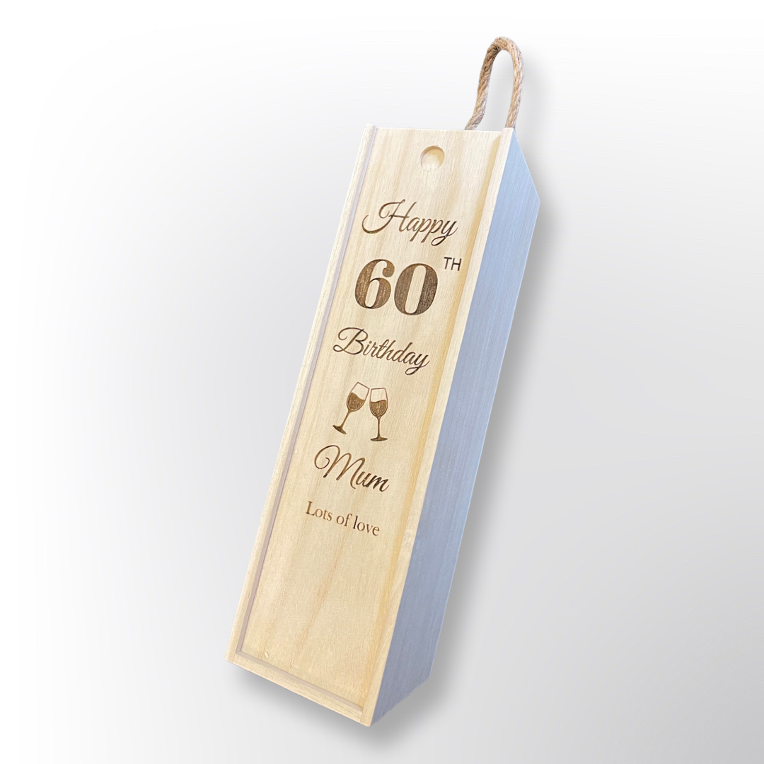 Personalized wooden wine gift box - Laser Engraved - Any celebration gift - Weddings - birthdays - new baby - new business