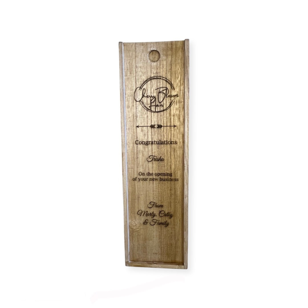 Personalized wooden wine gift box - Laser Engraved - Any celebration gift - Weddings - birthdays - new baby - new business