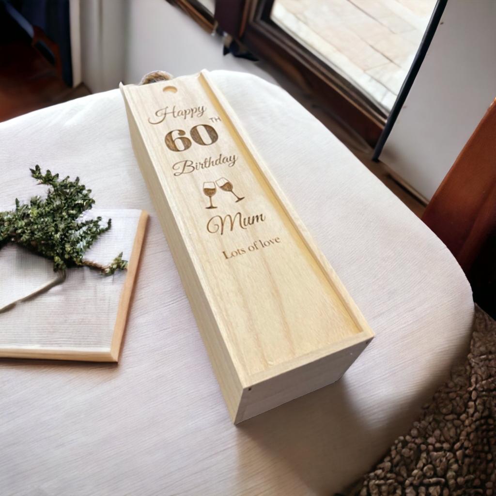 Personalized wooden wine gift box - Laser Engraved - Any celebration gift - Weddings - birthdays - new baby - new business