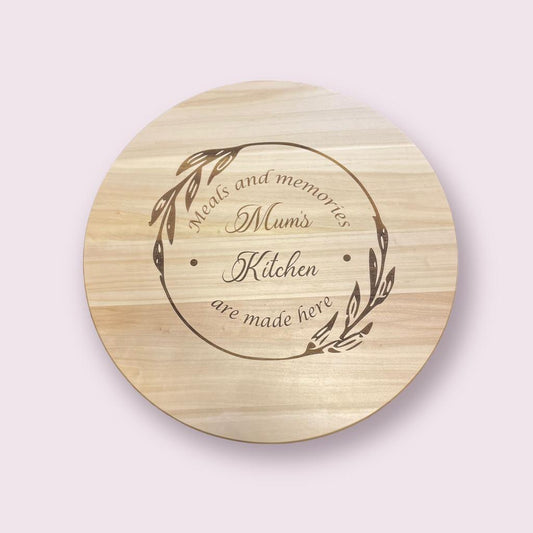 lazy Susan ‘mum’ serving board - Personalised engraved round board - rotating serving board- Mother’s Day gift - mum gift - mum present